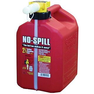No-Spill Gas Can, 2.5 gal Capacity, Plastic, Red