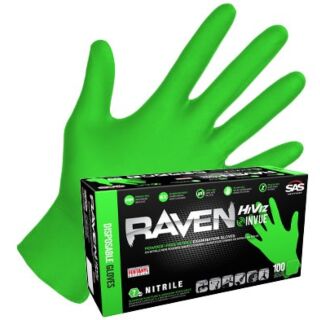 SAS Raven® InVue® Powder Free Exam Grade Nitrile Gloves, Green