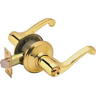 Schlage Flair F51A V FLA 505 Entry Lever Lockset, Keyed Different Key, 2 Grade, Brass