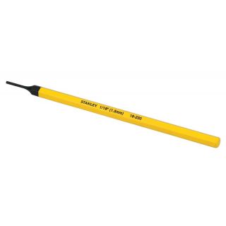 Stanley Pin Punch, 6 in L, Hex Handle, Steel, Yellow Powder Coated