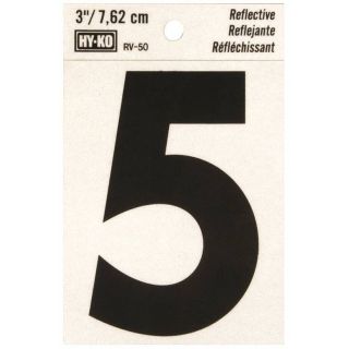 HY-KO RV-50/5 Reflective Sign, Character 5, 3 in H Character, Black Character