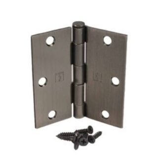 Hager, 3-1/2 in. x 3-1/2 in. Plain Bearing Mortise Steel Door Hinge with Square Corners, Removable Pin, (US15A) Antique Nickel, Pair