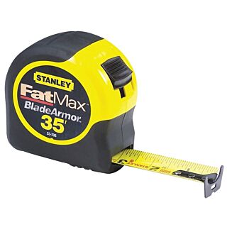 STANLEY 33-735 Measuring Tape, 35 ft L x 1-1/4 in W Blade, Steel Blade, Black/Yellow