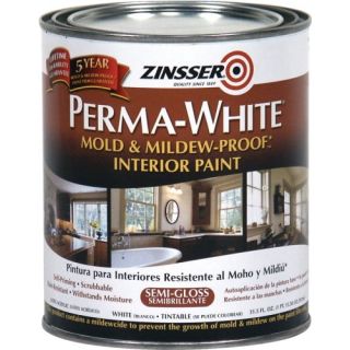 Zinsser® PERMA-WHITE® Semi Gloss Mold & Mildew-Proof Interior Paint, White, Quart