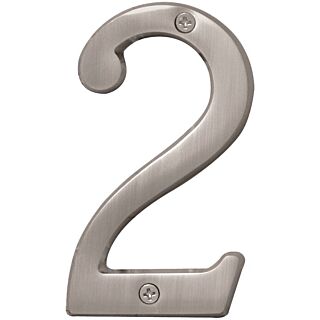HY-KO Prestige BR-43SN/2 House Number, Character 2, 4 in H Character, Nickel Character