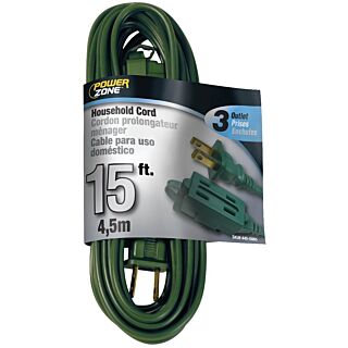 Powerzone OR780615 Extension Cord, 16 AWG, Green Jacket, 15 ft L