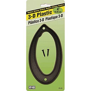 HY-KO PN-29/0 House Number, Character 0, 4 in H Character, Black Character