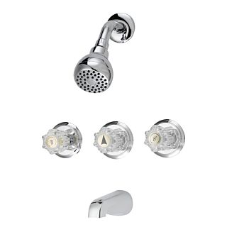 Boston Harbor Tub-Shower Faucet, 2 gpm, Zinc Tub Spout, 3 Round Acrylic Handle, Chrome