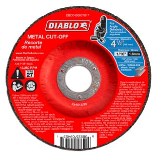 Diablo 4-1/2 Metal Cut Off Disc - Type 27