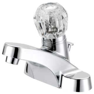 Boston Harbor Lavatory Faucet With Plastic Pop-Up, 4 In Center, Acrylic Round Handle, Chrome