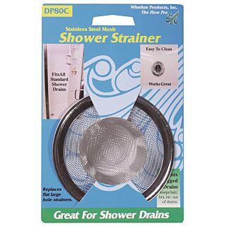 Whedon Shower Strainer with Ring, Stainless Steel, For: Bathtub Drains