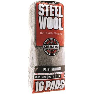 Homax 106606-06 Steel Wool Pad, #3 Grit, Coarse, Gray