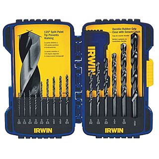 IRWIN 314015 Drill Bit Set, Jobber Length, 15-Piece, Steel, Black Oxide