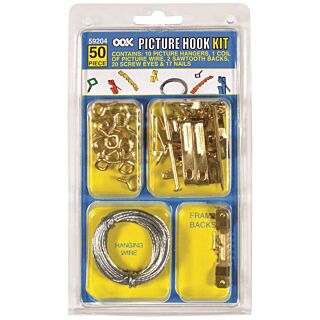 OOK 59204 Conventional Hanger Hook Kit, 10 to 50 lb Weight Capacity, Steel