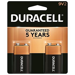 DURACELL MN1604B2Z Alkaline Battery, 9 V Battery, Manganese Dioxide, 9 V Battery