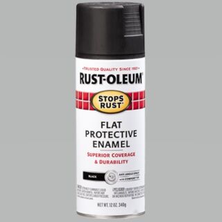 Rust-Oleum® Stops Rust®, Flat Protective Enamel, Black, Oil-Based, Spray Paint, 12 oz.