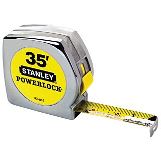 STANLEY 33-835 Measuring Tape, 35 ft L x 1 in W Blade, Steel Blade, Chrome
