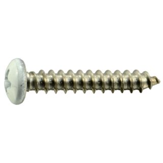 MIDWEST #8 x 1 in. White Painted 18-8 Stainless Steel Phillips Pan Head Sheet Metal Screws, 40 Count