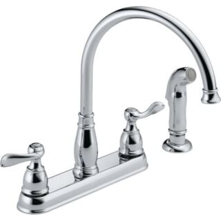 DELTA Windemere 21996LF-SS Kitchen Faucet with Side Spray, 2-Faucet Handle, 11-5/8 in H Spout, Plastic, Stainless Steel