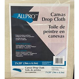 ALLPRO Canvas Drop Cloth, 3 ft. x 20 ft.