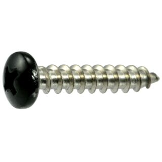MIDWEST #10 x 1 in. Black Painted 18-8 Stainless Steel Phillips Pan Head Sheet Metal and Shutter Screws, 25 Count