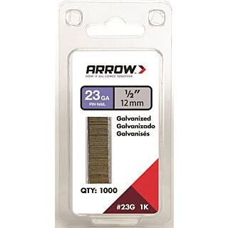 Arrow 23G12-1K Pin Nail, 1/2 in L, 23 ga