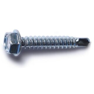 MIDWEST #8-18 x 1 in. Zinc Plated Steel Hex Washer Head Self-Drilling Screws, 80 Count