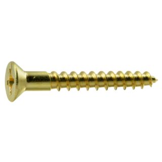 MIDWEST #10 x  1-1/2 in. Brass Phillips Flat Head Wood Screws, 30 Count