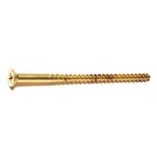 MIDWEST #8 x 3 in. Brass Phillips Flat Head Wood Screws, 15 Count