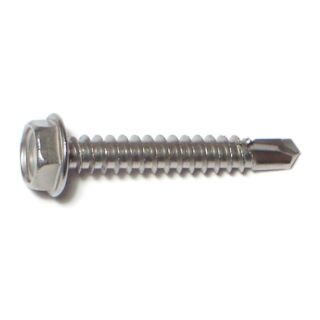 MIDWEST #10-16 x 1¼ in. 410 Stainless Steel Hex Washer Head Self-Drilling Screws, 37 Count