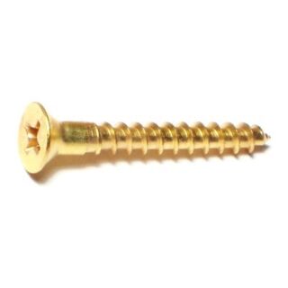 MIDWEST #8 x  1¼ in. Brass Phillips Flat Head Wood Screws, 45 Count