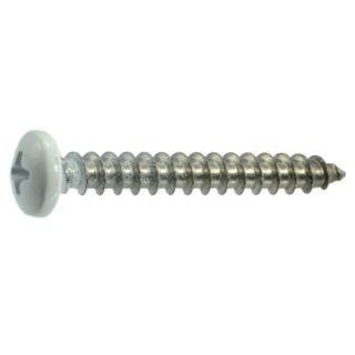 MIDWEST #10 x 1-1/2 in. White Painted 18-8 Stainless Steel Phillips Pan Head Sheet Metal and Shutter Screws, 20 Count