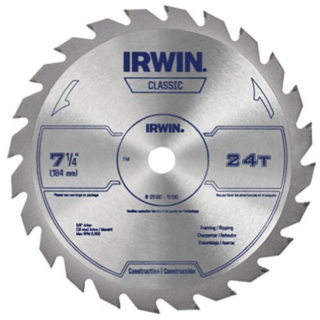 IRWIN 25130 Circular Saw Blade, 7-1/4 in Dia, Carbide Cutting Edge, 5/8 in Arbor, Carbide