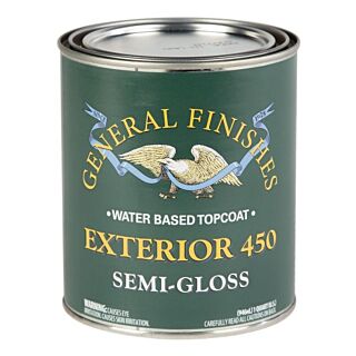 General Finishes®, Water-Based Exterior 450 Clear Topcoat, Semi-Gloss