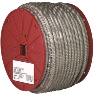 Campbell 7000497 Aircraft Cable, 340 lb Working Load Limit, 250 ft L, 1/8 in Dia, Steel