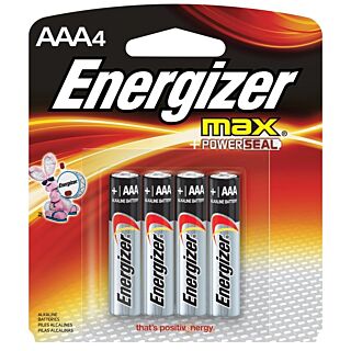 Energizer E92BP-4 Alkaline Battery, AAA Battery, Zinc, Manganese Dioxide, 1.5 V Battery