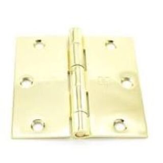 Hager, 3 in. x 3 in. Plain Bearing Mortise Steel Door Hinge with Square Corners, Removable Pin, (US3) Polished Brass, Pair