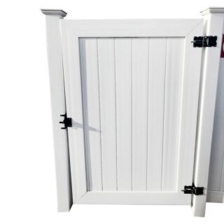 Illusions White Vinyl Privacy Fence Gate, 4 ft. x 6 ft. Panel