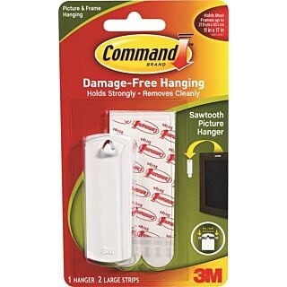 Command 17040 Picture Hanger, 5 lb Weight Capacity, Adhesive Strip Mounting, Plastic