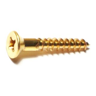 MIDWEST #10 x  1¼ in. Brass Phillips Flat Head Wood Screws, 35 Count