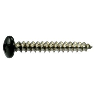 MIDWEST #10 x 1-1/2 in. Black Painted 18-8 Stainless Steel Phillips Pan Head Sheet Metal and Shutter Screws, 20 Count