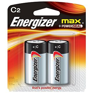 Energizer Alkaline Battery, C Battery, Zinc, Manganese Dioxide 2 Pack