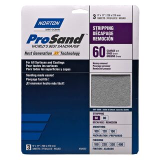 Norton 9 in. x 11 in. ProSand Sanding Sheets 60 Grit, 3 pack