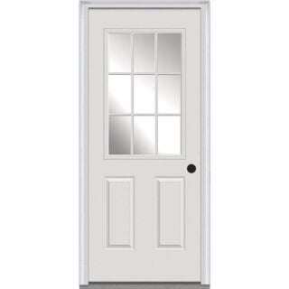 JELD-WEN 9 Lite over 2-Panel Smooth-Pro SP684 Fiberglass Exterior Door Unit