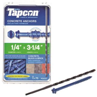 Tapcon Concrete Screw Anchor, 1/4 in. x 3-1/4 in. 75 Count