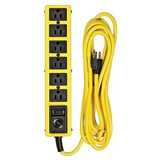 CCI 5138N Surge Protector Power Strip, 125 V, 15 A, 6-Outlet, 1050 J Energy, Black/Yellow