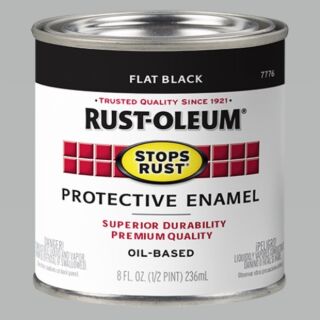 Rust-Oleum® Stops Rust®, Flat Protective Enamel, Black, Oil-Based, Half Pint