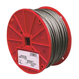 Campbell 7000426 High-Strength Cable, 340 lb Working Load Limit, 250 ft L, 3-1/2 in Dia, Stainless Steel