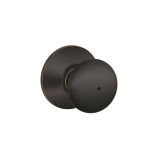 Schlage Plymouth F40VPLY716 Privacy Door Knob, 1-3/8 to 1-3/4 in Thick Door, Brass, Aged Bronze