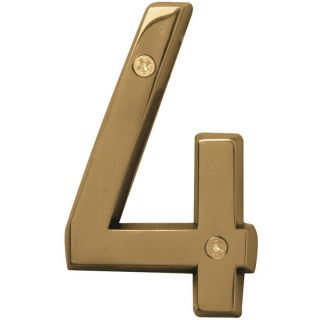 HY-KO Prestige BR-42PB/4 House Number, Character 4, 4 in H Character, Brass Character